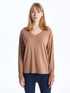 LC Waikiki V-Neck Plain Long Sleeve Women's T-Shirt